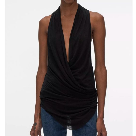 NEW Helmut Lang Black Overlap Top Size XS - Picture 2 of 8